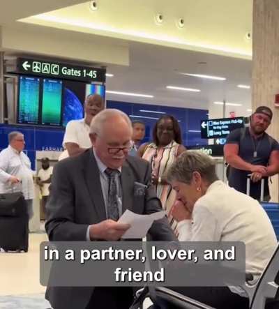 A love story 60 years in the making, when Dr. Thomas got down on one knee at Tampa International Airport to give his now fianc&Atilde;&copy;, Nancy, a fairy-tale ending she&acirc;ll cherish forever