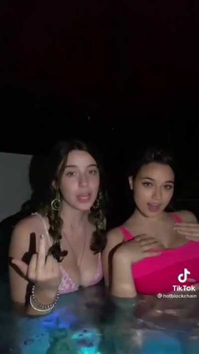 Two hotties with big tits in the jacuzzi.