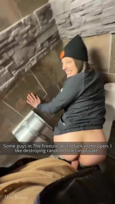 The bathroom is a common play to fuck publicly during the introduction to The Freeuse Law.