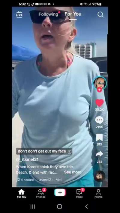 lady owns beach front property, thinks the beach belongs to her