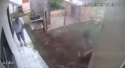 Man sets off an explosive in his own backyard lawn