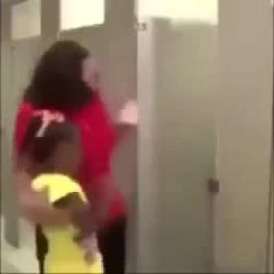 Enter the restroom zone
