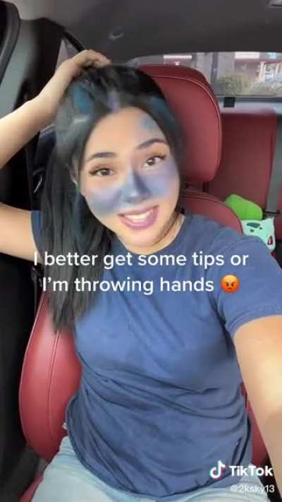 This Tiktok Violet decided to reenact the scene while sitting in her car. If Violet stole the gum and ate it later in a car scenario. Good thing the gum isn&rsquo;t real. This would be a bad situation to become a blueberry