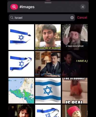 On iPhones, searching for "Palestine" using images on Messages is blocked, while "Israel" is not