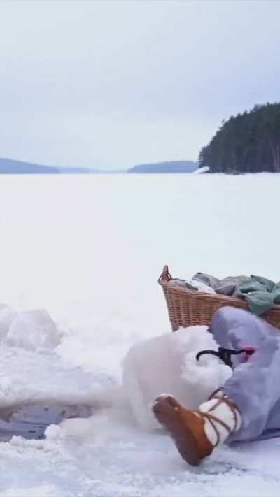 Laundry day in Swedish Lapland.