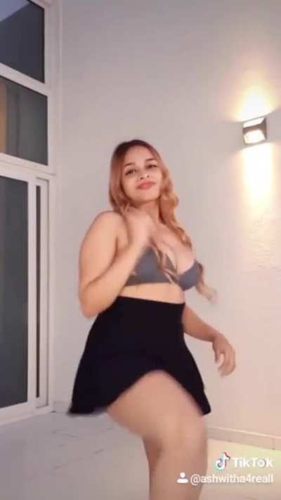 Ashwitha Hot Dance In Bra And Short Skirt Boobs Bouncing