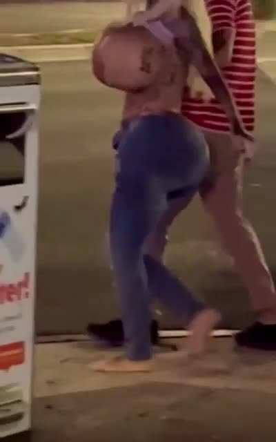 Those are quite the melons she's carrying