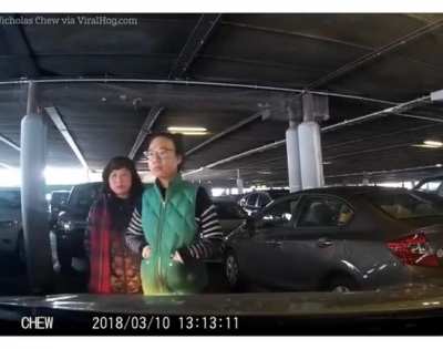 Two women refuses to move from the carpark and decides to wait for their car to park there instead