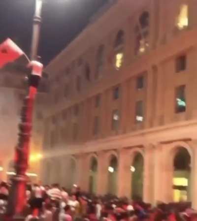 During Euro celebrations in Italy, this Albanian guy is proudly waving the eagle of his people cause ... why not ?