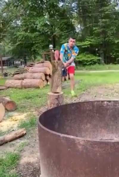 Cutting/Crushing wood.
