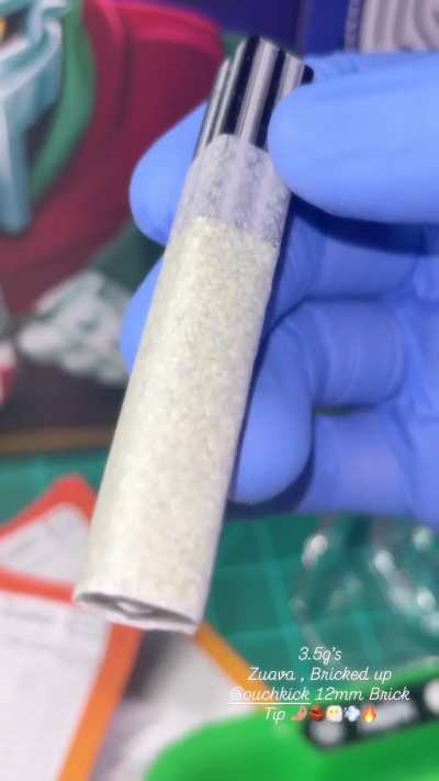 3.5g&rsquo;s Zuava , Bricked up a bar , 12mm Brick Tip by Glass Artist Ouchkick 🤌🏽🧱😶&zwj;🌫️💨🔥