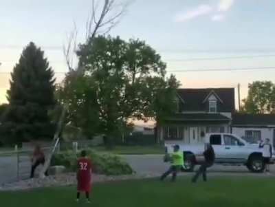 Trying to uproot a tree by pulling it towards you.