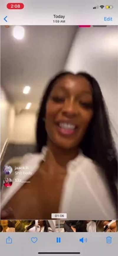 Baddiegi nipslip and titty out at end (edited to good parts only) y&rsquo;all gotta start screenrecording her lives too🤦🏾&zwj;♂️💯