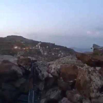Turkish T129 Assault Helicopter fires 20mm rounds on pkk/ypg members during counter-terror operations in 2020.