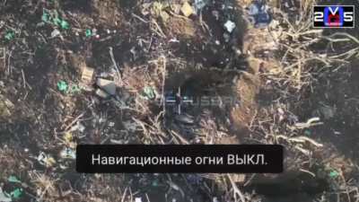 Russian drone operators drops explosives on multiple Ukrainian soldiers in trenches, a group in the open, and several vehicles. The video footage was captured from thermal camera, the drone itself, and a spotter drone
