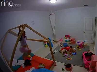 The baby was so scared that He learned how to walk