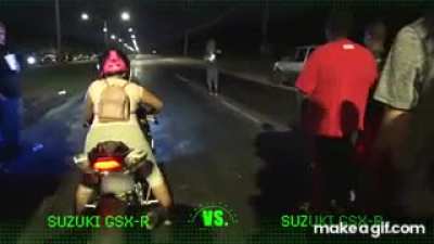 Trying to race on a motorcycle you don't know how to use