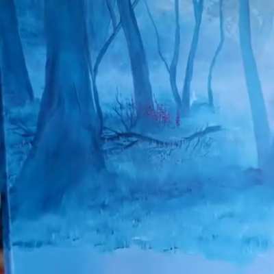 Artist paints a forest in 1, 10 and 100 hours (@Nerdforge)