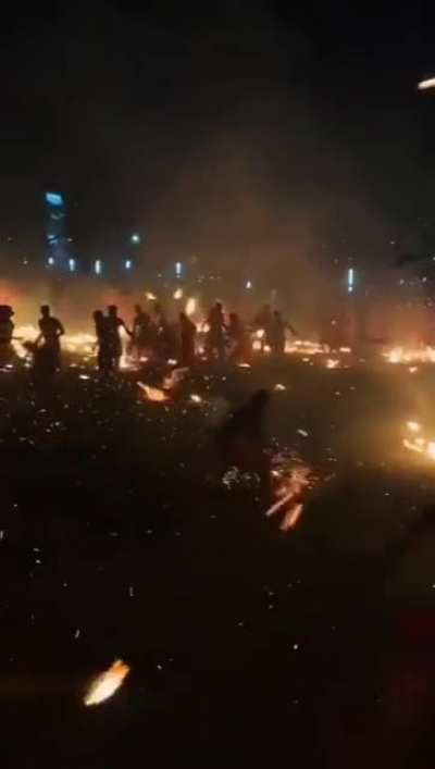 Wooden fire torch fight