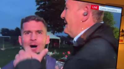 "Thank you very much, we don't need that tonight...." A Sky News presenter tries to silence an England football fan as he calls for a free Palestine