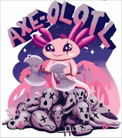 Just a friendly "AXE-olotl" warrior defending his pond from predators. I also made some merch let me know if interested.
