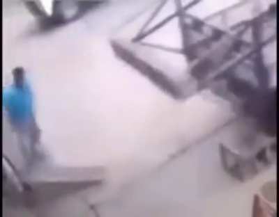 Dude almost dies and jumps out of the way last second