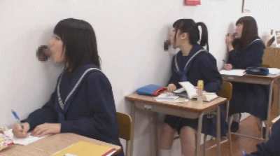 Japanese girsl study hard in school