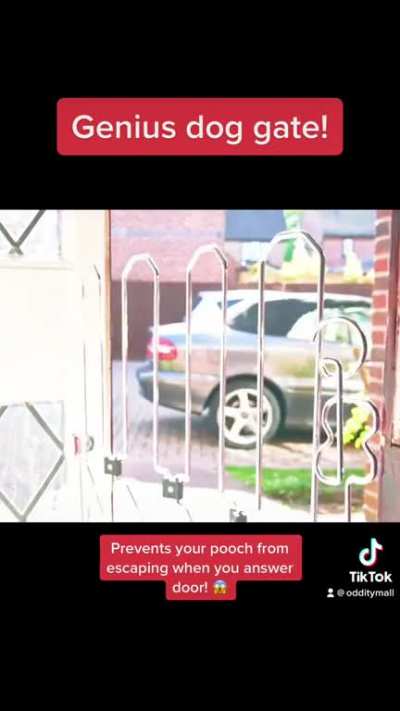 Genius front door dog gate prevents your pooch from escaping when you answer door