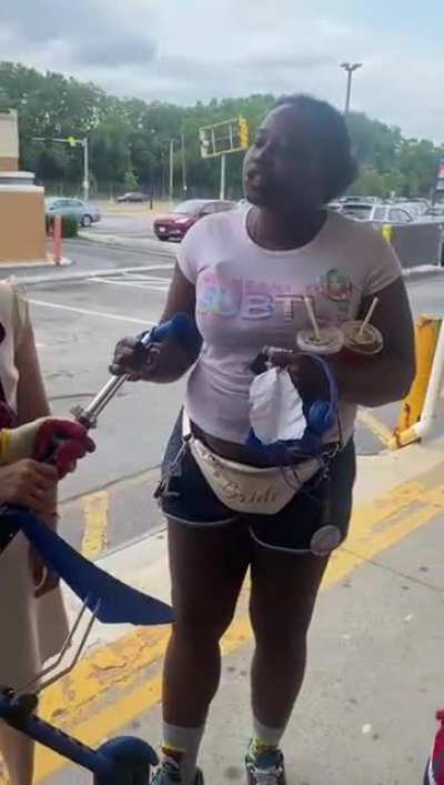 Woman tries to steal kid&rsquo;s scooter for her kid