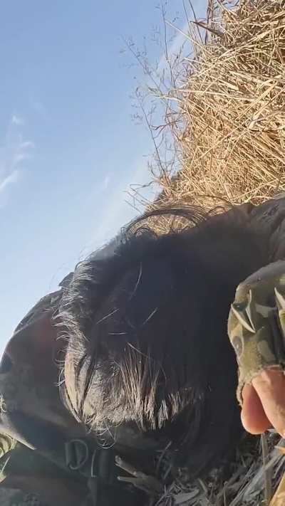 Meitei Volunteer who ran out of bullets pinned down by Kuki militant's fire. Can hear bullets going by right above his head.