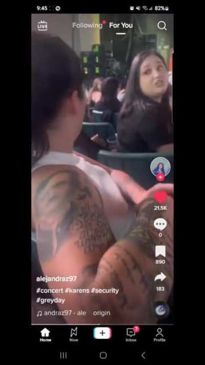 karen doubles down at a concert then the crowd cheers as the witch is removed