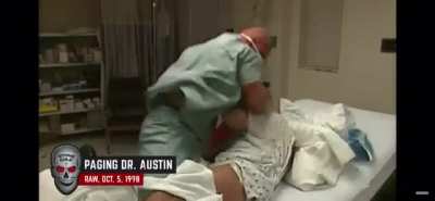 Erobb thinking he is safe in the infirmary after the twitchcon beatdown but then I come in to finish the job.