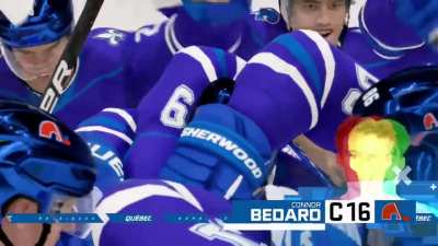 Here's what happens when Connor Bedard breaks Wayne Gretzky's career points record with the Nordiques. This is Bedard's 2858th point.