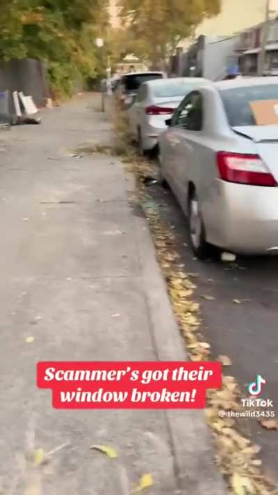 The car that&rsquo;s been committing fraud-someone bust out their windows🤣