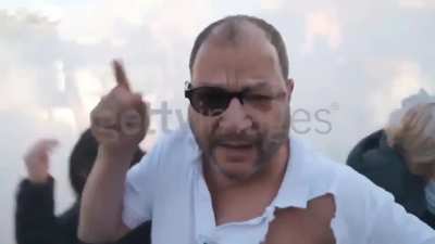 Jewish Israeli academic &amp;amp; politician, Ofer Cassif, at a protest in the Occupied Territories. He has been attacked &amp;amp; beaten up by the Israeli army for protesting ethnic cleansing of Palestinians.