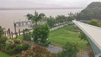 Rain cairns. Tropical rain. Sitting back having a coffee
