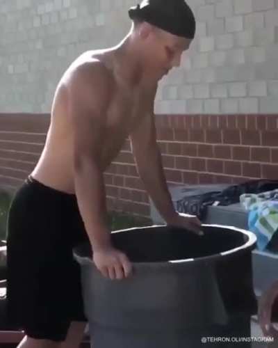 Getting into an ice bath