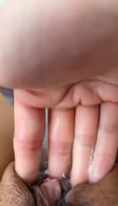 rubbing my hairy wet pussy