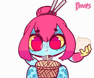 Stuffing her face with food