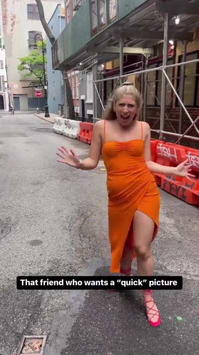 Sabrina Brier showing her amazing curves in a tight orange dress 😩 the jiggle on that thing