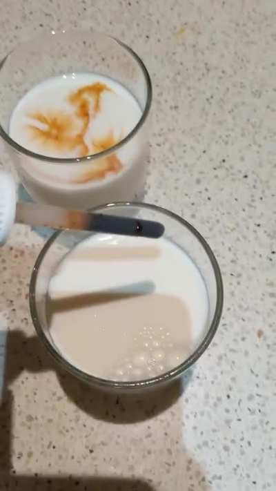 Toffee drops in milk