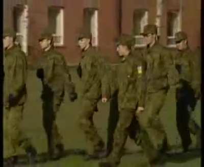 Kimi R&auml;ikk&ouml;nen during his mandatory military service in Finnish army, captured in the early 2000.