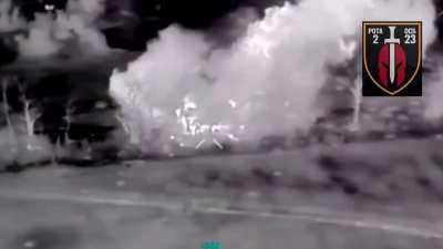 Ukrainian 63rd Mechanized Brigade's 23rd Rifle Battalion used a ground drone to place an IED near a russian position.As the enemy infantry group approached the explosive device, the detonation was triggered remotely