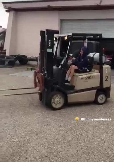 Meet Tyler, his 1st time driving a fork lift and maybe his last.