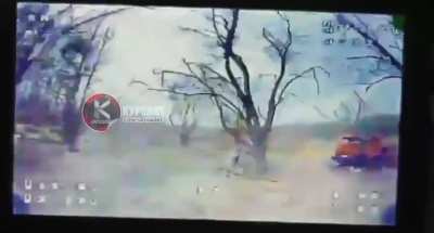 A Ukrainian FPV-drone looking for its loot outside of Krynky village, the temporality occupied part of Kherson region, Ukraine