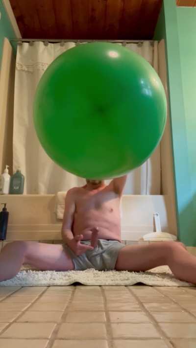 When a balloon gets this big, I can’t help but touch my cock and pray I can hold back my cum!