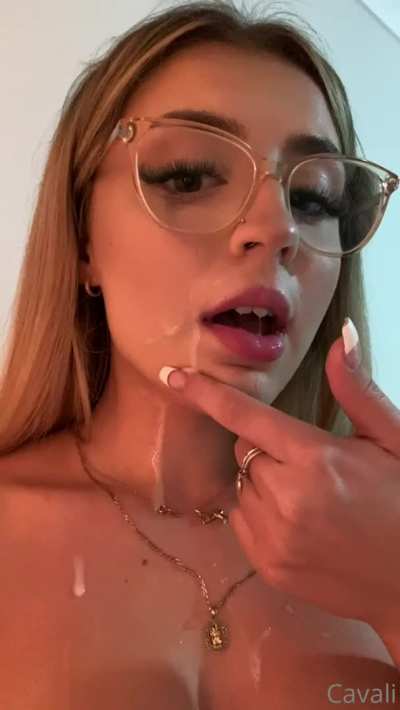 [Kik cumandbet] - Cumming all over myself and eating my load. Im so hungry