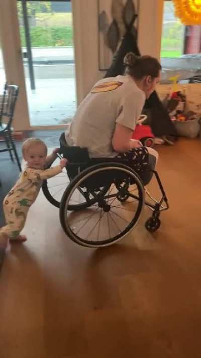 My son has learned to push me around. I&rsquo;m quite impressed by the strength of this little guy!