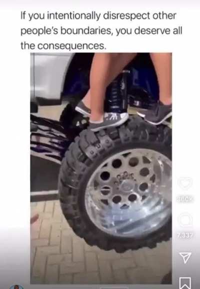 When you think you can just get on someone else&rsquo;s truck tires >:[
