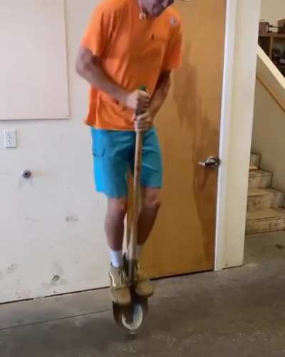 Using a shovel as a pogo stick.